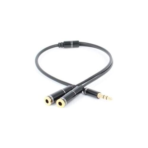 Black Splitter Headphones Jack 3.5 Stereo Audio Y-Splitter 2 Female To 1 Male Cable Adapter Microphone Plug For Earphone
