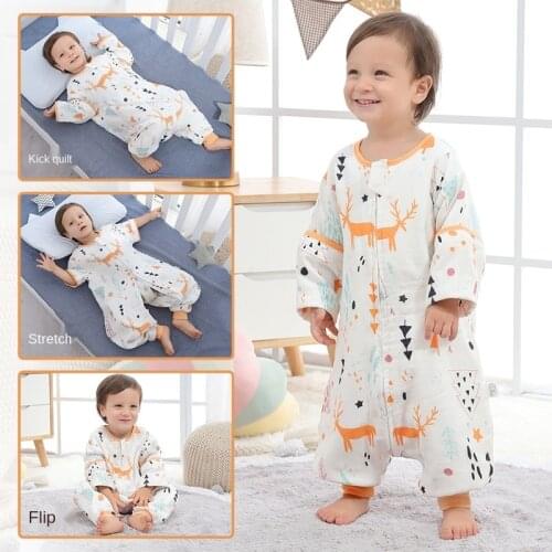 Baby Sleeping Bag Childrens Anti-Kick Quilt Detachable Sleeve Cotton Gauze Newborn Winter Warm Sleep Sack Bedding Blanket