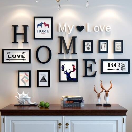 [HHT] Modern Minimalist Photo Wall Decoration Creative Photo Frame Wall Stickers Free Punching Living Room Family Home Decor