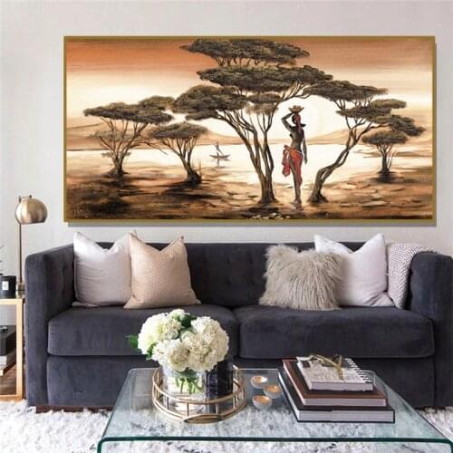 Art Prints and Posters of African Womens Art Landscape Printed on Canvas Home Living RoomDecorative Painting Frameless Painting