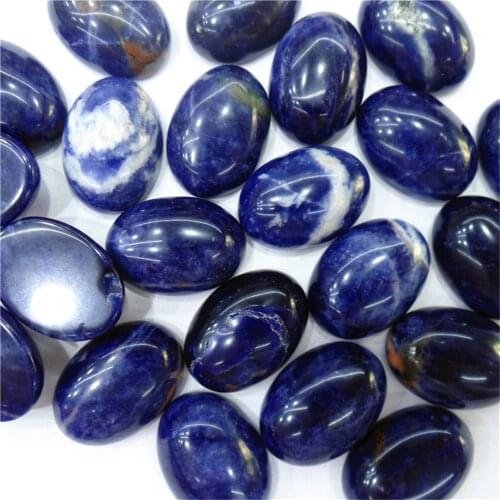 50Pcs 18x13x5mm Wholesale Natural Blue Sodalite Oval Cab Cabochon DIY Jewelry Making Accessories M66
