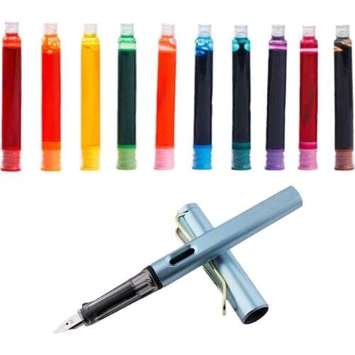 10 Colors/Lot Colourful Ink Sac Fountain Pen Ink Cartridges Disposable Ink Refills Blue Black Writing School Office Supplies New