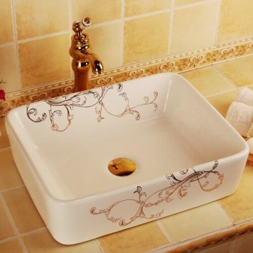 Rectangular shape ceramic counter vasin balcony art basin bathroom wash basin
