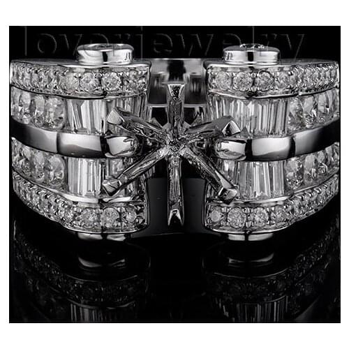 LOVERJEWELRY Big Fantastic Amazing Diamond Engagement Semi mount Ring 18k White Gold Round 8mm SR128