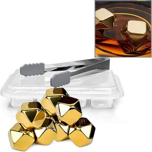 Stainless Steel Chilling Cubes Reusable Ice Cube Whiskey Stones for Drinks Beverage Jumbo Chilling Stones Set with Ice T