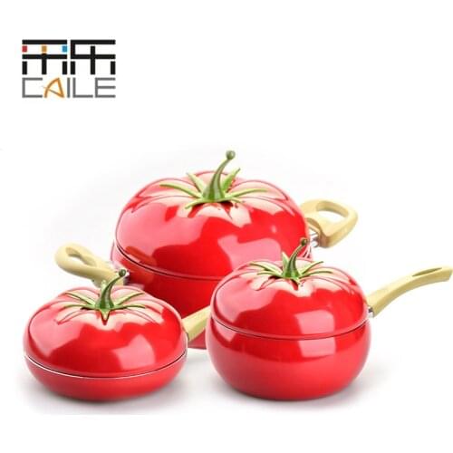 20cm Kitchen Soup Pot Fruit Pan Non-stick Aluminum Sauce Pan Boiler Tomato Shape No Fumes Household Cooking Tools Kitchenware