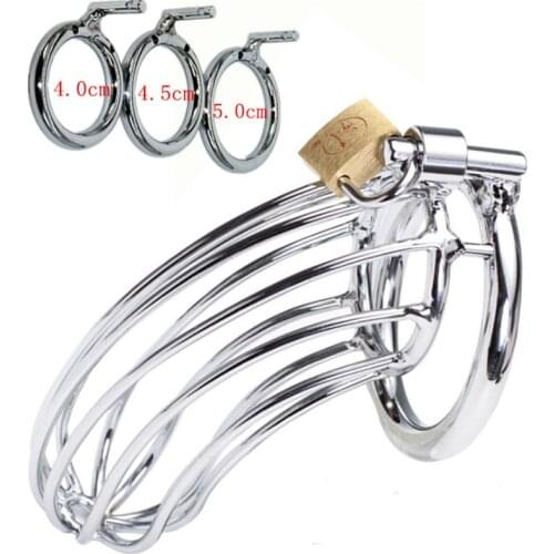 Manyjoy Stainless Steel Cock Cage Male Chastity Device Penis Cock Ring Sleeve Lock Bondage Adult Sex Toys for Men