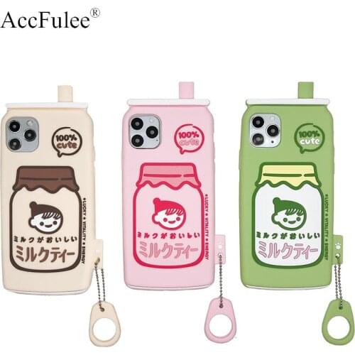 Cartoon Cute Korea Style Juice Bottle Case for iPhone 12 Pro Max 11 X XR XS 6S 7 8 Plus SE 2020 Soft Phone Back Cover