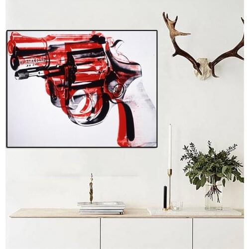MUTU 2018 Andy Warhol Abstract Painting Gun Wall Pictures For Living Room Pop Art Canvas Prints And Posters Home Decor Unframed