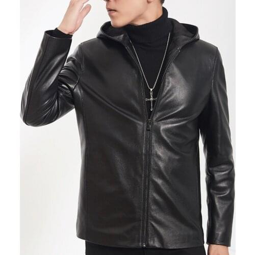 2020 New Men High Quality Cow Leather Jacket Casual Outwear Coat Big Size 5XL Business Man Slim Fit Hoody Genuine Leather Jacket