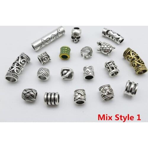 18Pcs/Lot mix metal set for hair braid dread dreadlock beads rings tube for Hair Styling Accessories approx 5-7mm hole