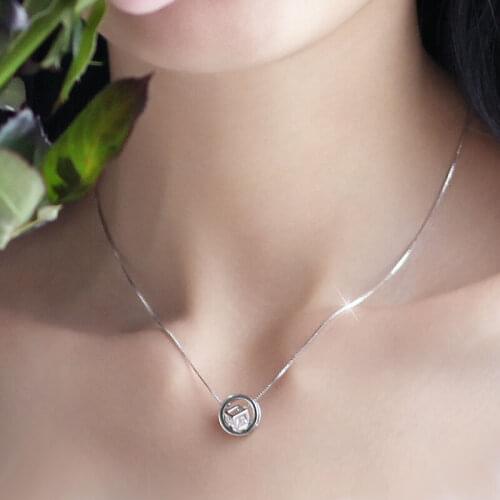 New Arrivals Silver Color Cube Box Circle Necklaces for Women Wedding Jewelry Long Statement Necklaces