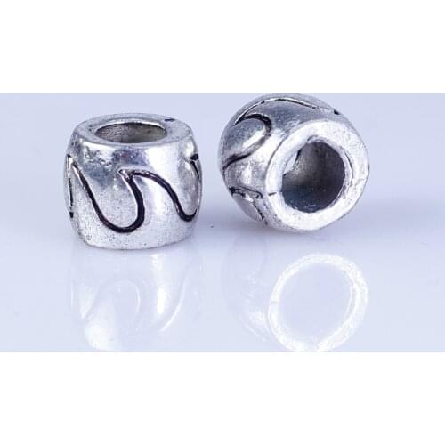Wholesale 30pcs silver plated round beads Big Hole Beads Fit style European Bracelet hole 5mm