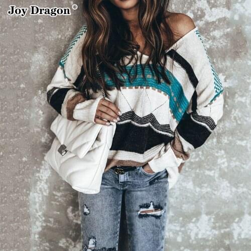 Pullover Sweater Women Tops Female Blouse Sweaters Clothing 2021 Long Sleeve Winter Sweatshirts Vintage Casual Loose Striped New