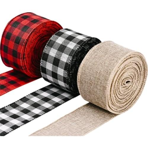 Christmas Ornament 2M Black and White Lattice Ribbon Christmas Gift Navidad Noel 2020 New Year for Home Christmas Decoration