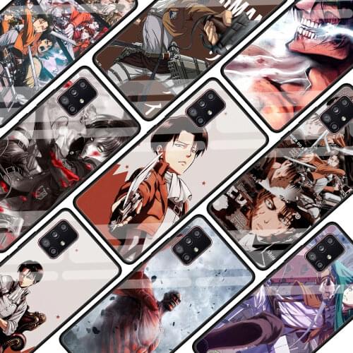 Attack On Titan Glass Phone Case For Samsung Galaxy A51 A71 A21s A31 A91 A52 5G A41 A72 A11 A01 A21 EU A81 Cover Coque