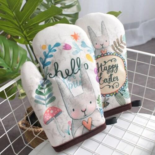 Anti-scalding Microwave oven gloves cartoon Rabbit Oven Mitts Household kitchen baking accessories fabric oven glove 1pcs