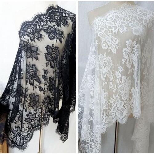 55CM Width High-end eyelash lace fabric DIY wedding veil dress accessories 3Meter Length