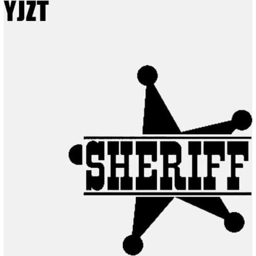 YJZT 13.2CM*13.7CM Funny Car Sticker Star Vinyl Decal SHERIFF Black/Silver C3-0706