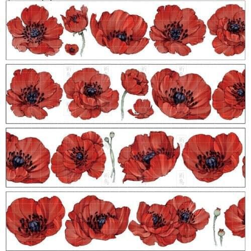 1 Loop Black Poppy Flower Bright Pet Casual Journal Washi Tape Taiwan Flowers Collage