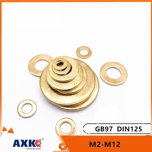10/50pcs M2 M2.5 M3 M4 M5 M6 M8 M10 M12 GB97 DIN125 Solid Brass Copper Flat Washer Plain Gasket Pad High Quality