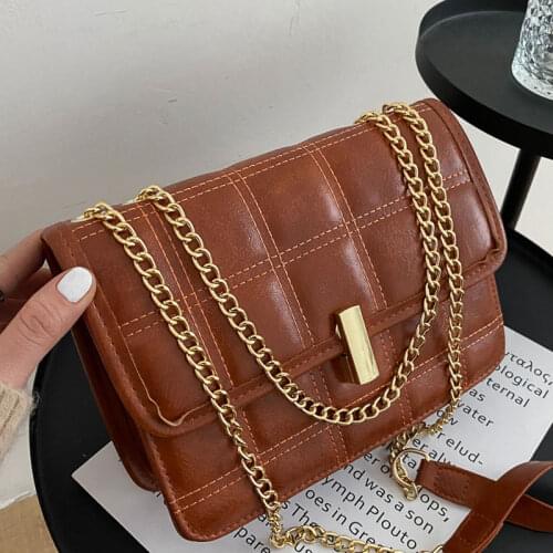 2021 High Quality Handbags For Women Pu Leather Shoulder Bag Chains Strap Female Crossbody Bag Simple Style Luxury Phone Bag