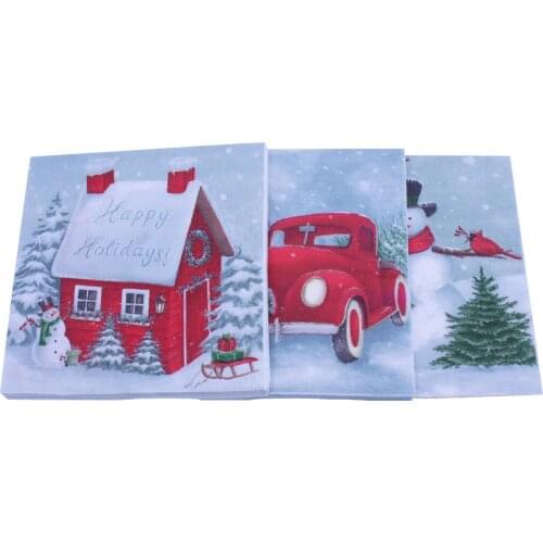 33*33cm 20pcs/lot Christmas 2020 Printed Paper Napkin Snowman Party Paper Christmas Party Decoration Restaurant Decoration