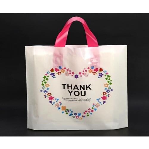 6PCS Flower Plastic Bags With Handle Food Packaging Transparent Bags Shopping Gift Bag Thicken Plastic Carry Bag