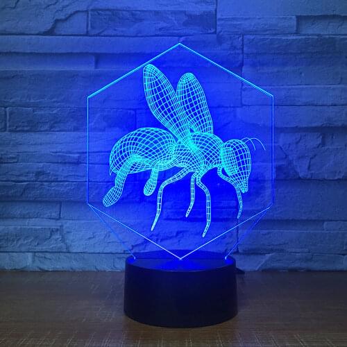 7 Color Changing 3D Led Lamp Bees Shape Desk Table Lamp Bedroom Decor Atmospheres Night Light Baby Sleep Lightings