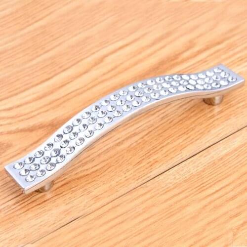 96mm modern simple fashion glass crystal kitchen cabinet cupboard door handles 3.75" silver chrome drawer dresser pulls knobs