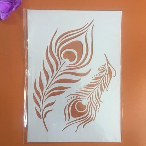 A4 29 * 21cm feather Mandala DIY Stencils Wall Painting Scrapbook Coloring Embossing Album Decorative Paper Card Template