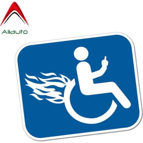 Aliauto Creative Car Sticker Funny Disable Furious Wheelchair Accessories Personality Sunscreen Reflective Decal PVC,12cm*10cm