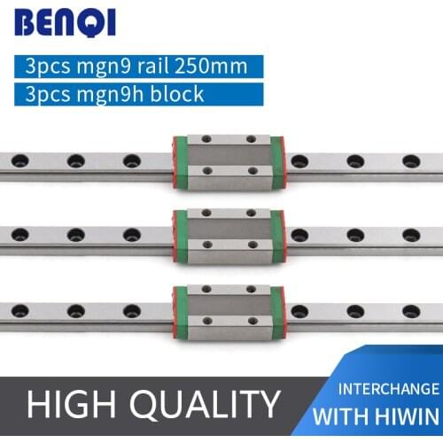 Free shipping linear guide 3pcs mgn9 - L250mm + 3pcs MGN9H carriage for 3d printer