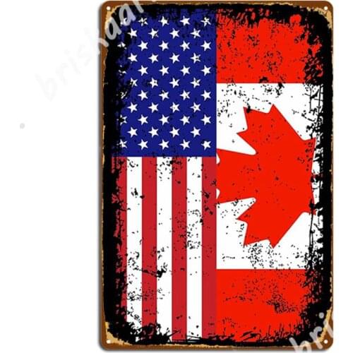 Rustic Canadian American Flag Metal Signs Retro Bar Cave Wall Cave Plaques Tin sign Posters