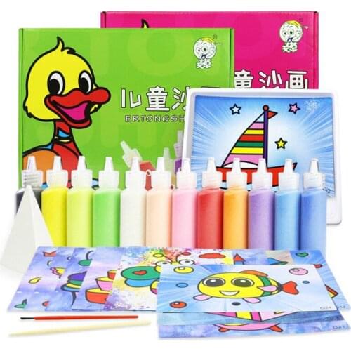 12Pcs Sand Painting Toy Kids DIY Children Drawing Board Sets Bubble Sand Handmade Picture Creative Drawing Toys Sand Draw Art