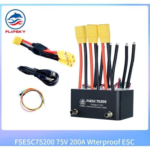 FSESC75200 75V 200A Waterproof ESC With Water Cooling / Aluminum Heatsink For E-Foil / Fighting Robot / Surfboard |Flipsky
