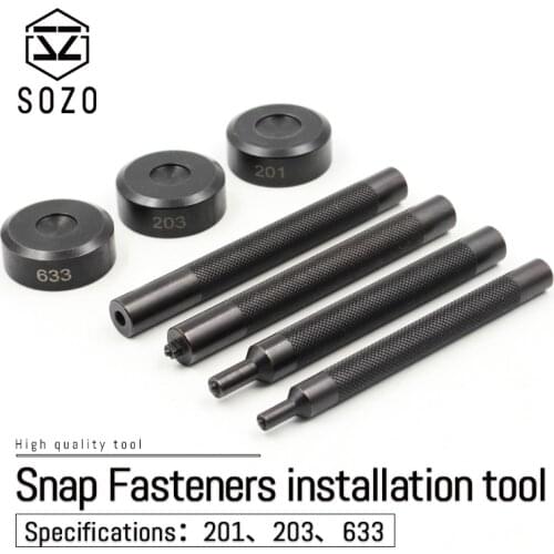 SOZO DIY Leather Tool Metal 633 / 201 / 203 Quick Button Four Button Snap Fasteners Installation Tool Set Button