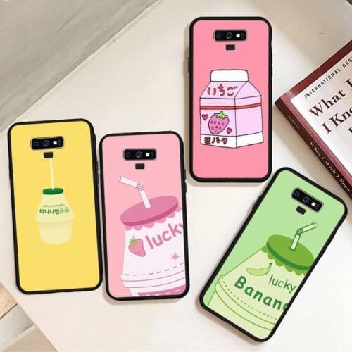 Strawberry Banana Milk Drink Phone Case For Samsung A50 A51 A71 A20E A20S S10 S20 S21 S30 Plus ultra 5G M11 Soft silicone funda