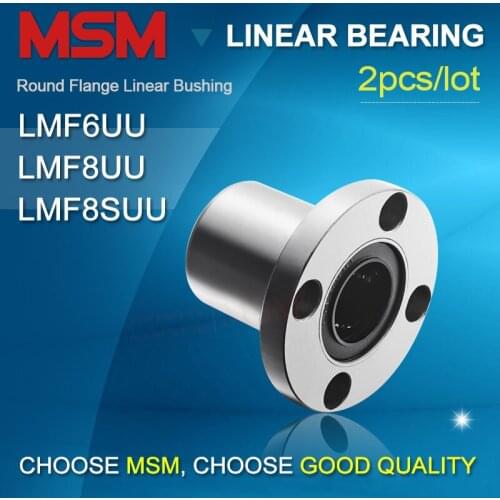 2pcs LMF6UU/ LMF8SUU/ LMF8UU Round Flange Linear Motion Ball Bearings 6mm Shaft Bushings 8mm Rod Sliding Guide SMF...GUU/ LHFR