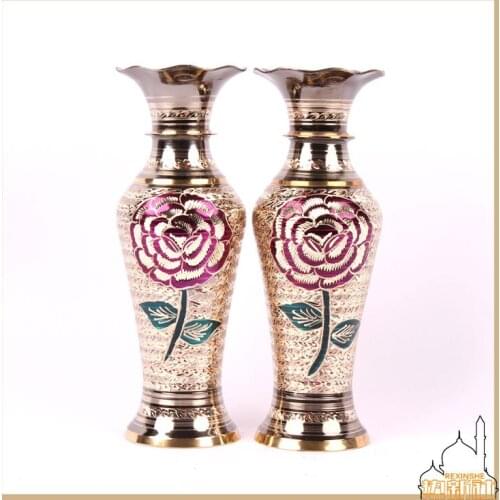 India Pakistan handicrafts mill imported bronze vase of red roses Home Furnishing furnishings