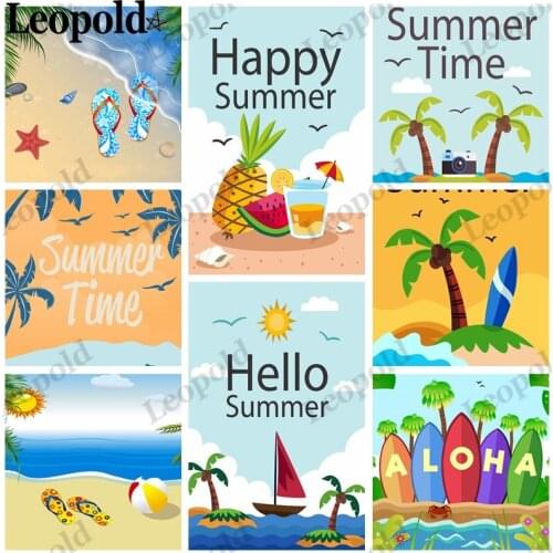 Metal Poster Summer Beach Cartoon Decorative Umbrellas Coconut Tree Letters Vintage Metal Plate Bar Kitchen Home Decoration