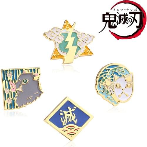 Demon Slayer Anime Kimetsu No Yaiba Metal Enamel Pin Lapel Pins Badges for Clothes Bag Shirt Hat Decorative Anime Jewelry Gift