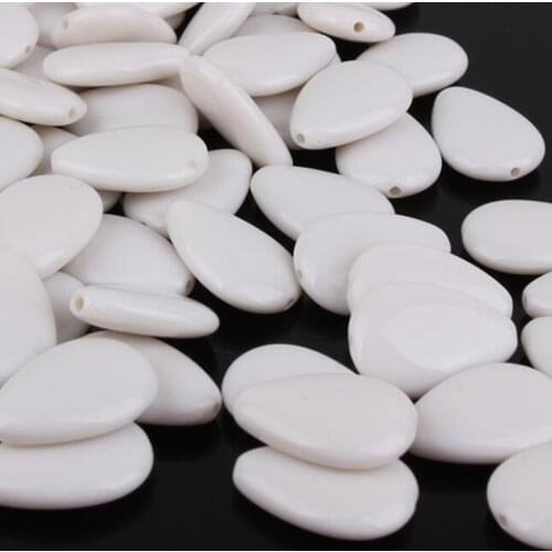 50pcs/lot fashion white acrylic flat tear-drop loose diy bead jewelry findings with straight hole 17x12x5mm y1051