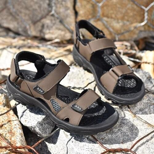 Men 39 s sandals leather outdoor summer shoes new 2019 beach water walking vietnam mens sport italian close toe travel fashion