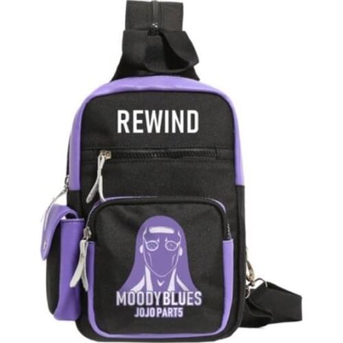 JoJos Bizarre Adventure Moody Blues Print Chest bag Male Casual Small Bag Messenger One-shoulder Japanese Backpack