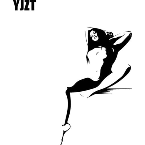 YJZT 8.3*13.5CM Sleeping Comfortable Girl Vinyl Decals Covering The Body Car Sticker Black/Silver Advanced Design C20-0273