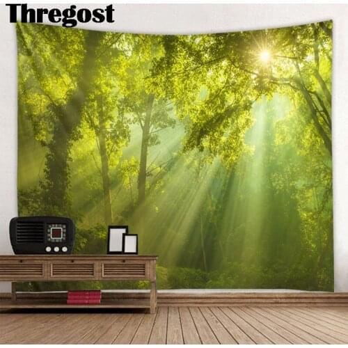 Thregost Forest Pattern Print Wall Tapestry Hanging Farmhouse Home Room Decor Rectangle Polyester Wall Cloth Tapestries