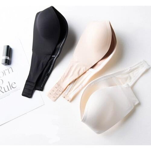 2020 New Strapless Bra Seamless Silicone Non-slip Invisible Wireless Push Up Bra Cup A B Bride Wedding Dress Underwear White