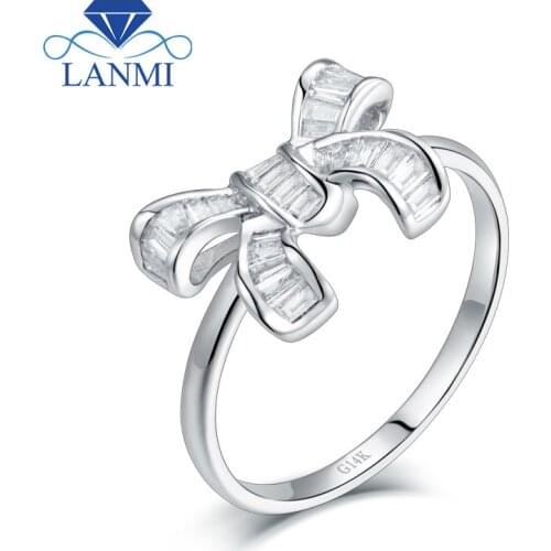 New Arrival Solid 14Kt/AU585 White Gold Baguette SI Clarify Diamond Wedding Ring for Women Promised Jewelry Lovely Design