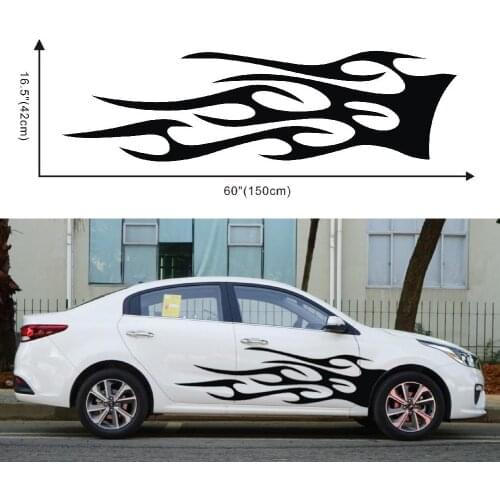 Pair Car Truck Totem Flame Graphics Label Side Vinyl Body Sticker Cool Waterproof Auto Sticker Automobile Black/White/Red